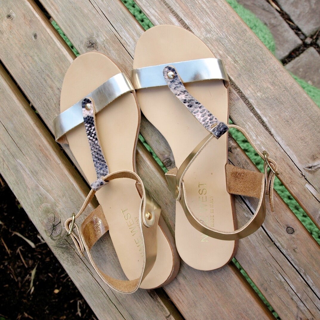 Key West Ladies Gold Leather Flat Sandals 37 - 4