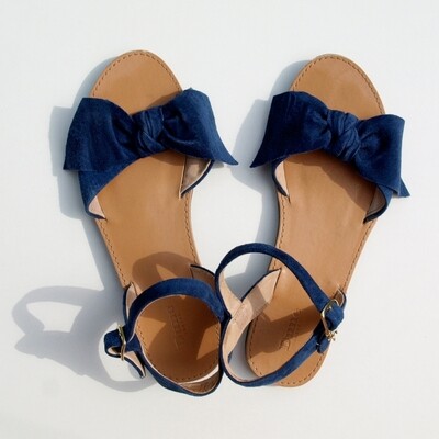 DUNE Ladies Flate Blue Suede Lettie Sandals 5
