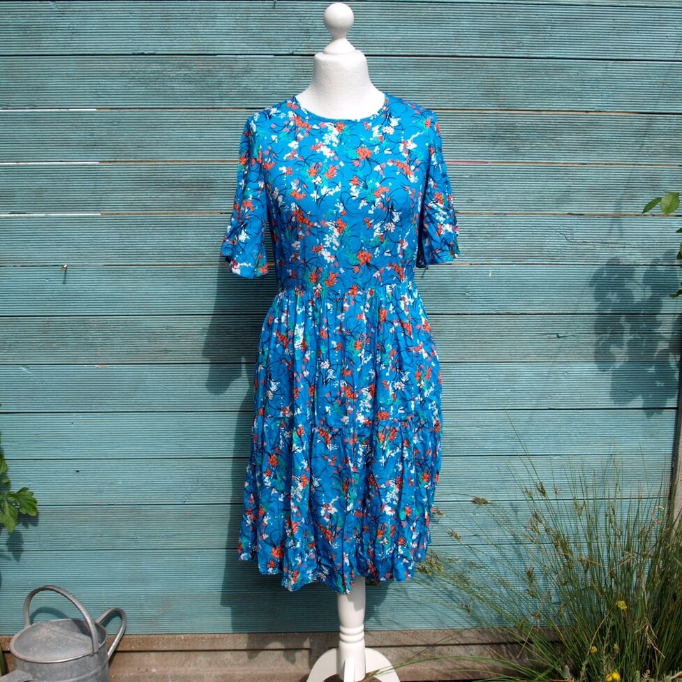 Closet Knee Length Bell Sleeve Blue Summer Dress 14