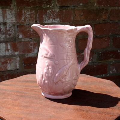 Vintage Decorative Pink Ceramic Fish Jug