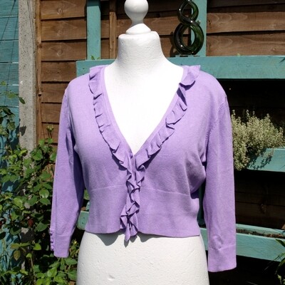 Ladies Lilac 3/4 Sleeve Cropped Cardigan by Roman 18