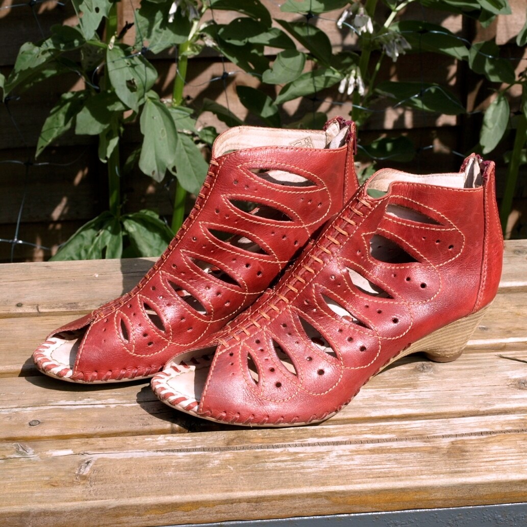 Ladies Red leather Pikolinos Sandals Size 39
