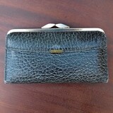 Vintage Grey Leather Clasp Purse Made in England