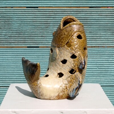 Studio Pottery Stoneware Fish Tealight Holder
