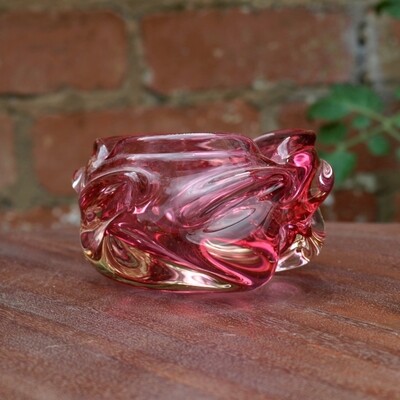 Vintage Small Cased Pink Glass Murano Ashtray Bowl