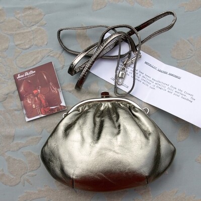Vintage 80s Unused Bronze Leather Evening Jane Shilton Bag