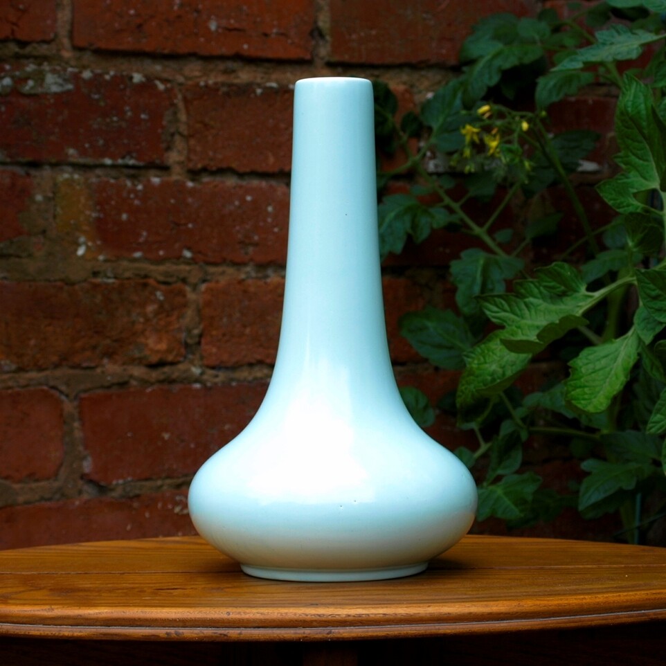 Vintage Duck Egg Blue Bristol Pottery Gourd Vase