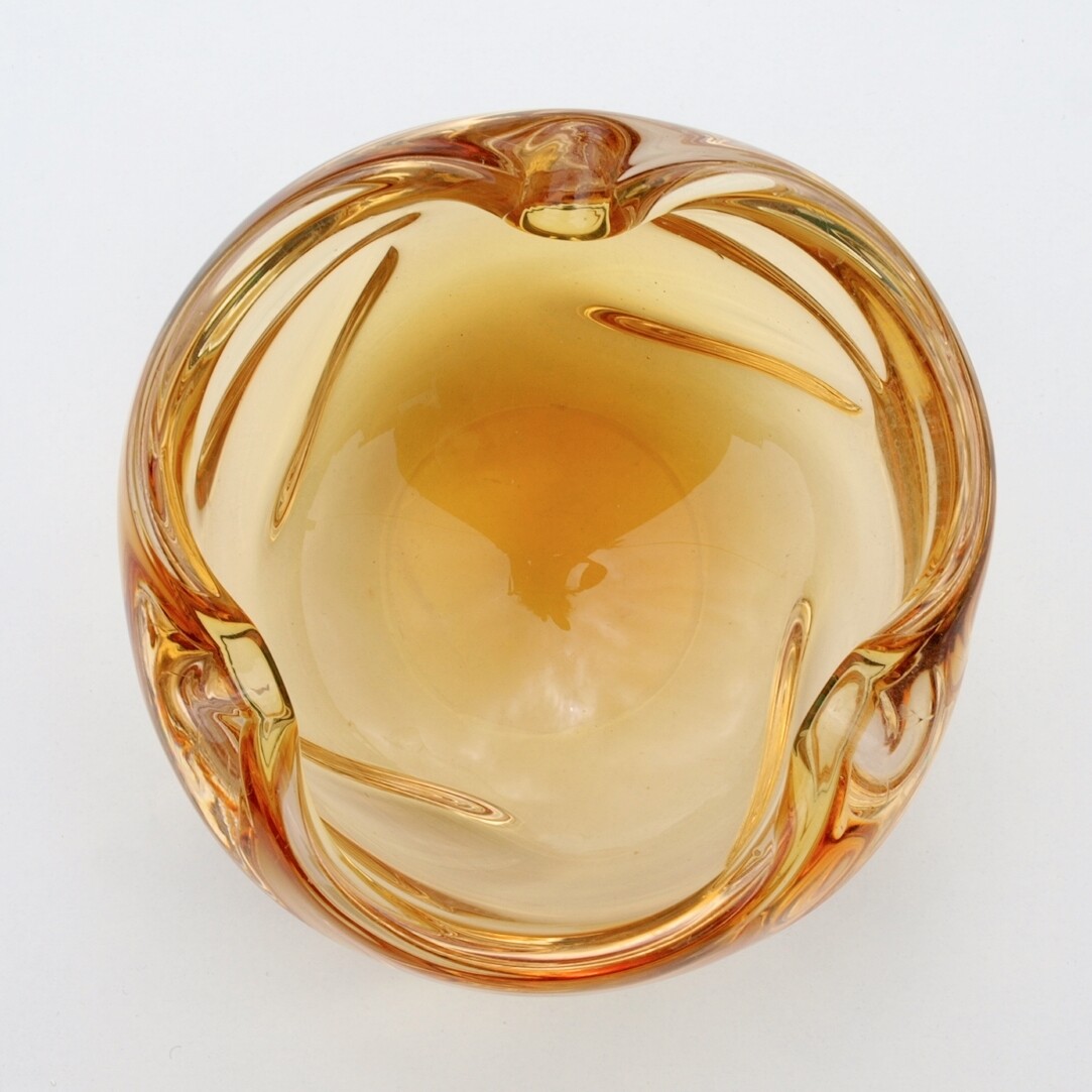 Vintage Small Cased Yellow Glass Murano Ashtray Bowl