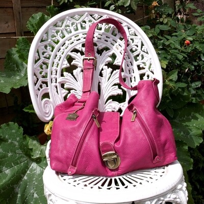 Ladies Bergamo Pink Leather Shoulder Bag