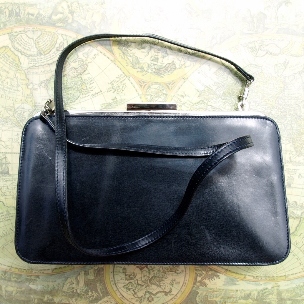 Peter Kaiser Vintage Dark Blue Leather Shoulder Clutch Bag