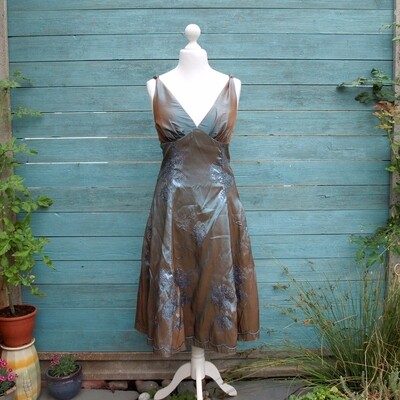 Ladies Steel Blue Sequin Halter Party Dress by Elitex