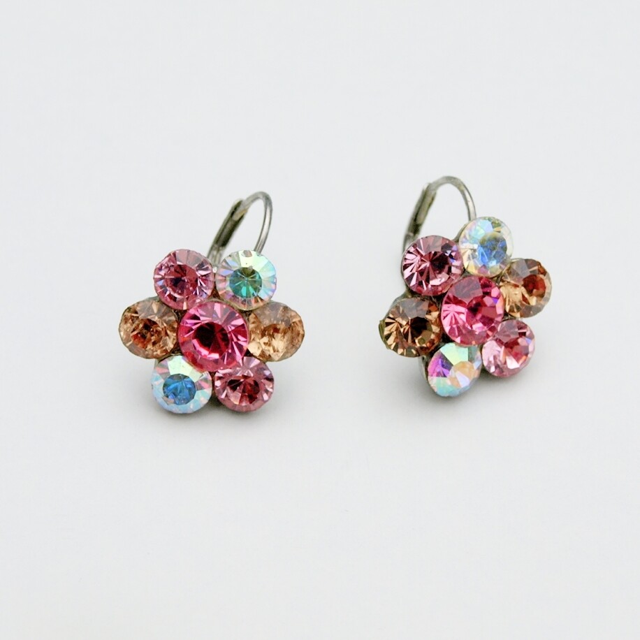 Vintage Pink Rhinestone Pierced Earrings