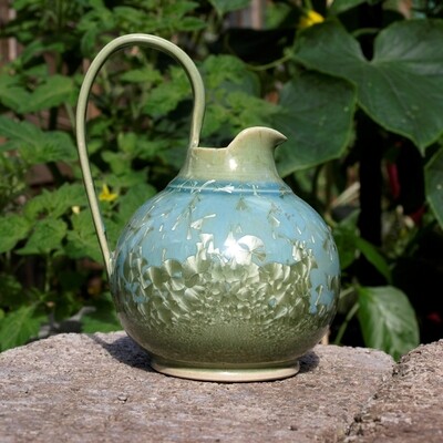 Mark Walford Studio Pottery Green Crystal Glaze Vase Jug