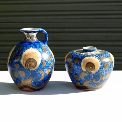 Vintage 20s-30s Chameleon Ware Vases by Clews & Co