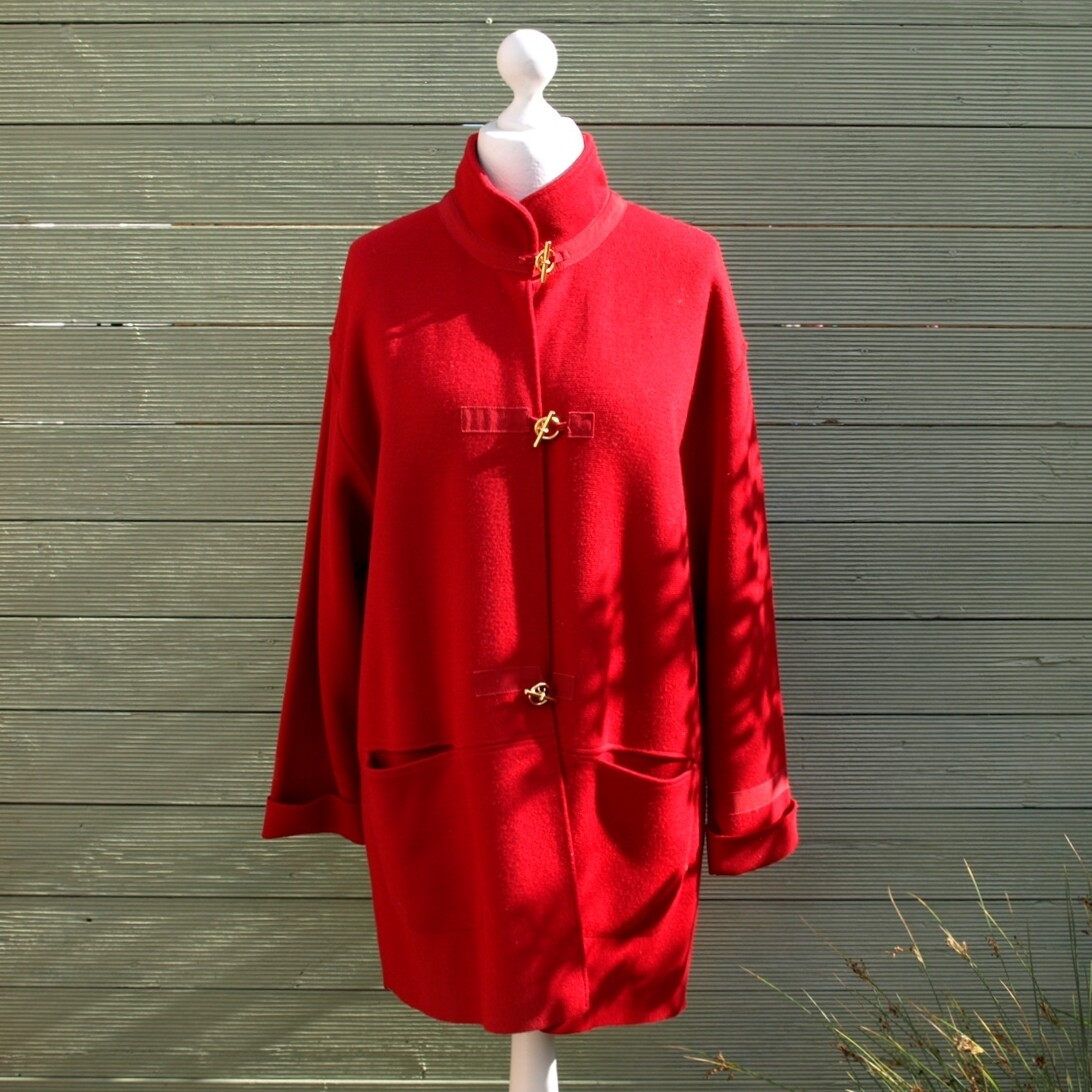 Ladies Red Wool Mix Cardigan Coat by Royal Mer Bretagne 42