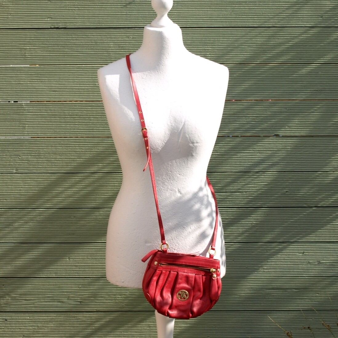 Small Red Leather Crossbody Bag by Risk