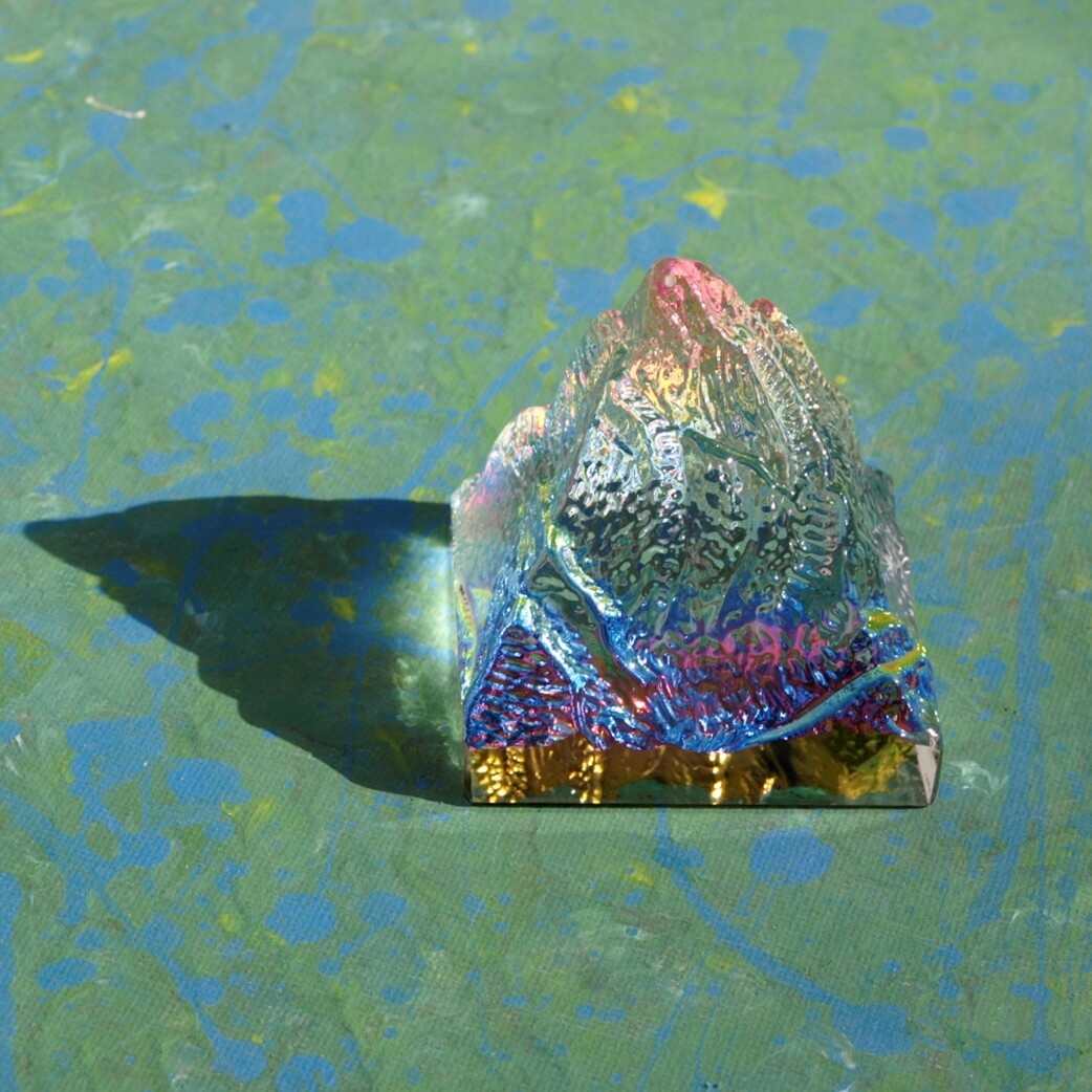 Vintage Rainbow Glass Mountain Paperweight