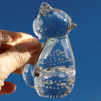 Vintage Hand Blown Controlled Bubble Glass Cat