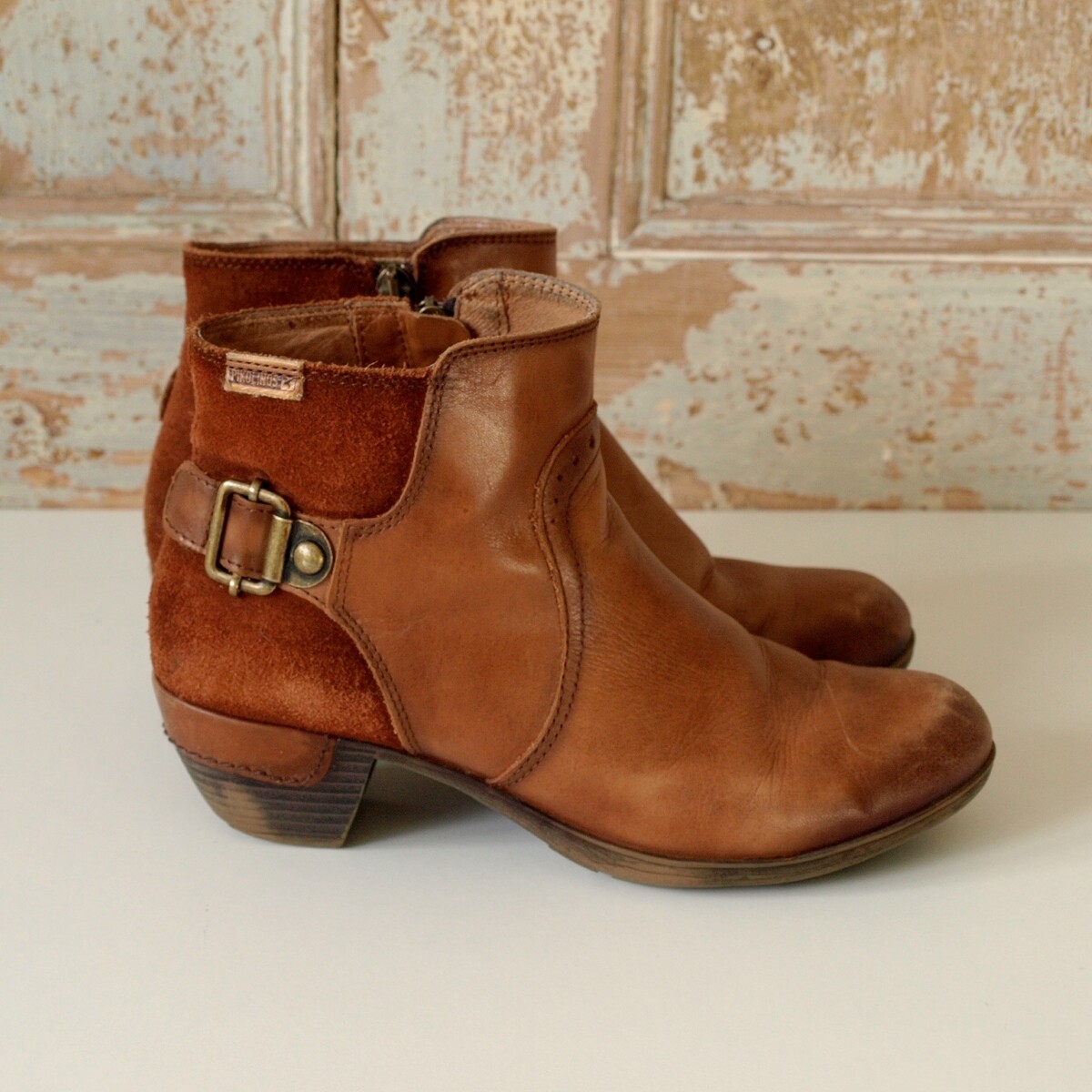 Ladies Pikolinos Tan Leather Cowbow Ankle Boots 4