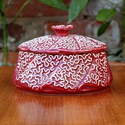 Vintage Sylvac 2244 Red & White Lidded Pot