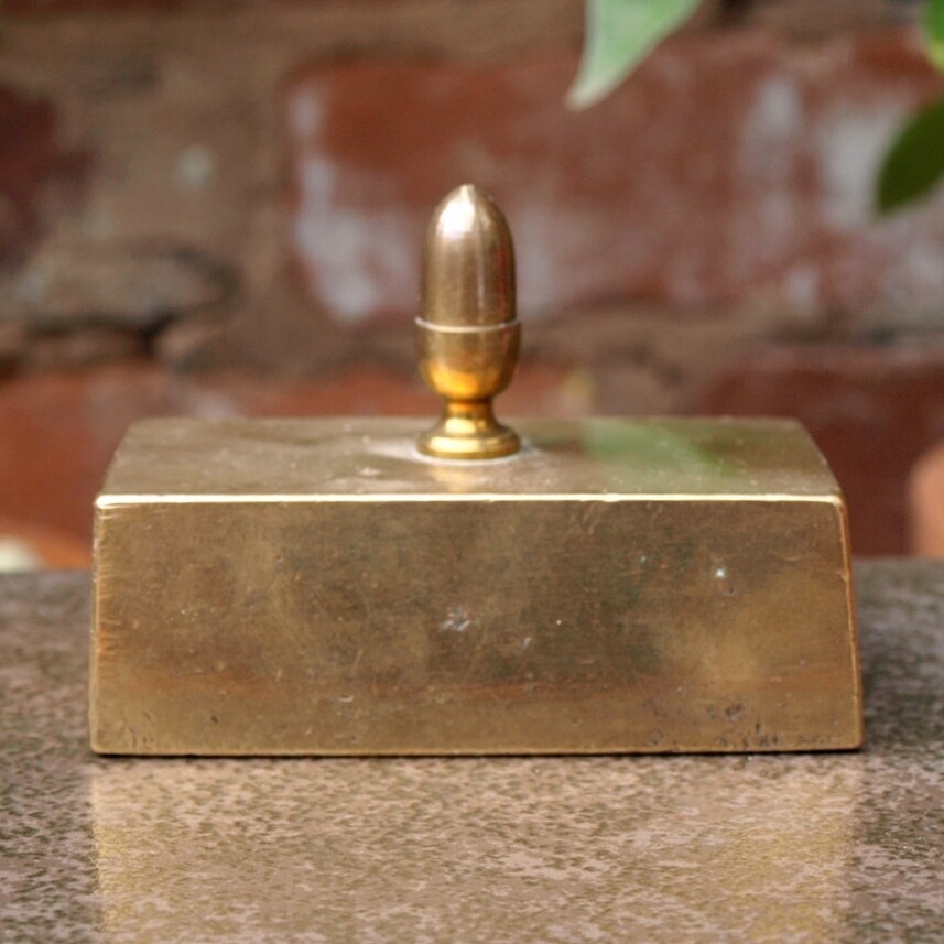 Vintage Solid Brass 1kg Heavy Block Paperweight or Doorstop