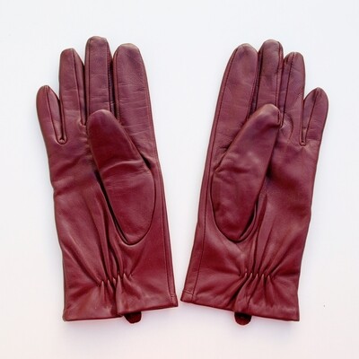 M&S Maroon Soft Leather Ladies Gloves L