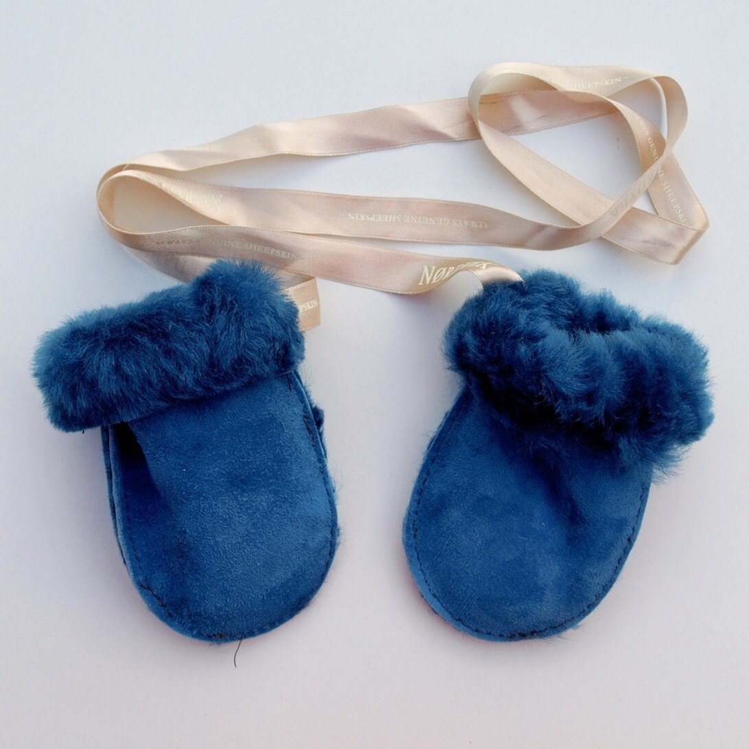 Nordvek Babies & Toddlers Teal Blue Sheepskin Mittens