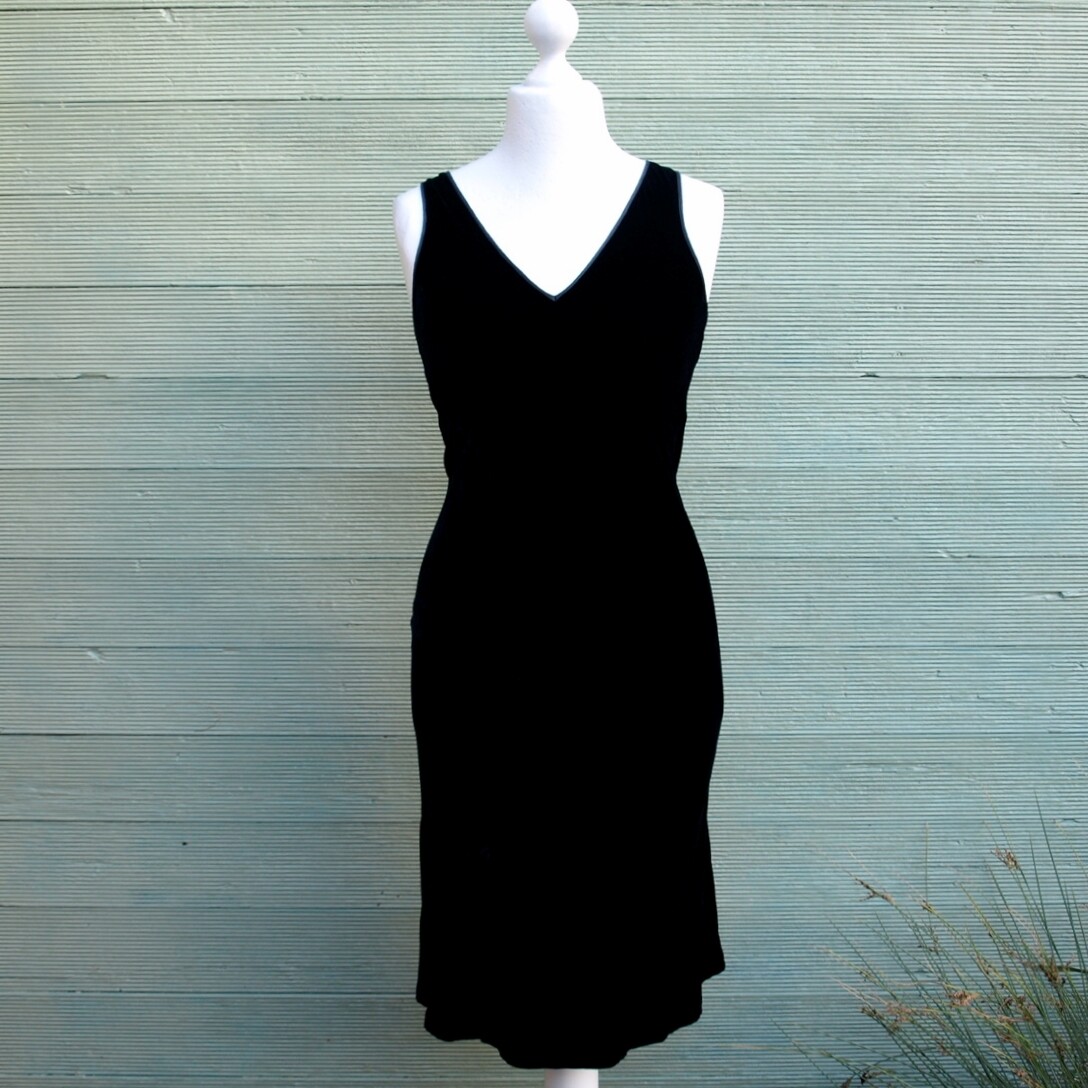 Ladies Monsoon Viscose Silk Black Velvet Bias Cut Dress 12