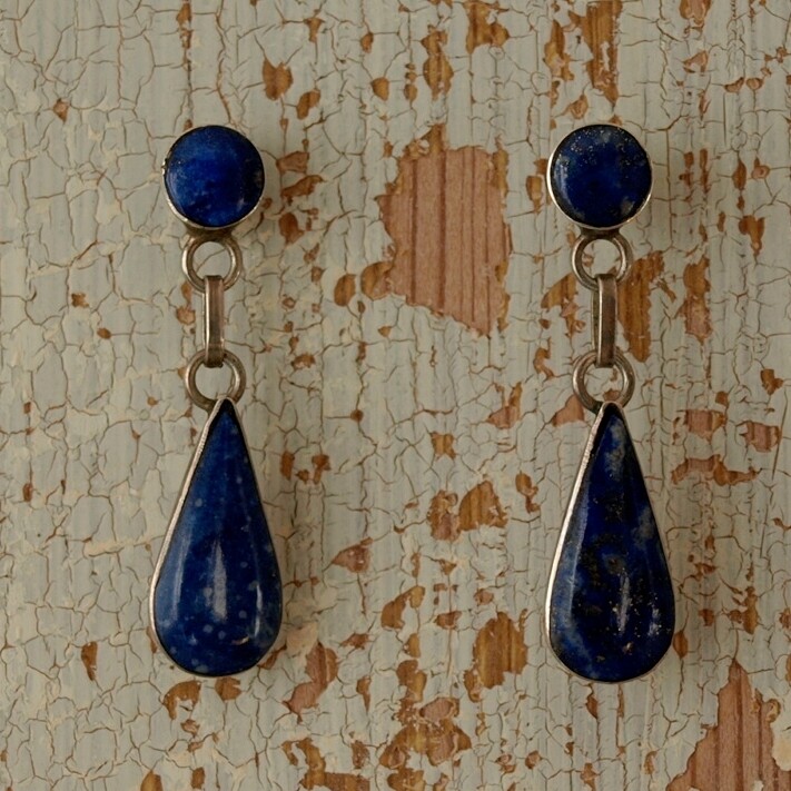 Solid Silver & Lapis Lazuli Dangly Earrings