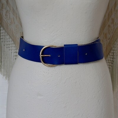 Ladies Royal Blue Wide Leather Belt M