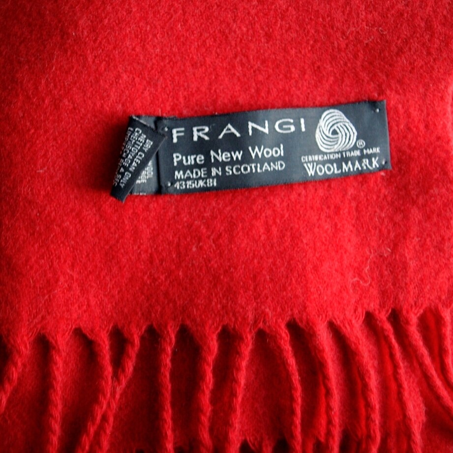 Ladies Frangi Red Pure New Wool Rectangle Scarf