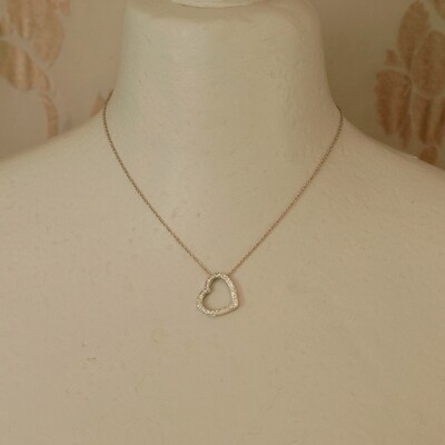 Solid Silver & CZ Heart Pendant Necklace