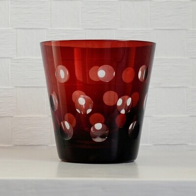Hand Blown Red Spotty Cased Glass Tumbler