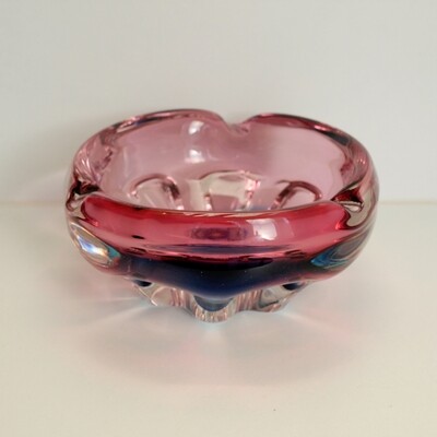 Large Vintage Murano Cased Glass Ashtray Bowl 1.6kg