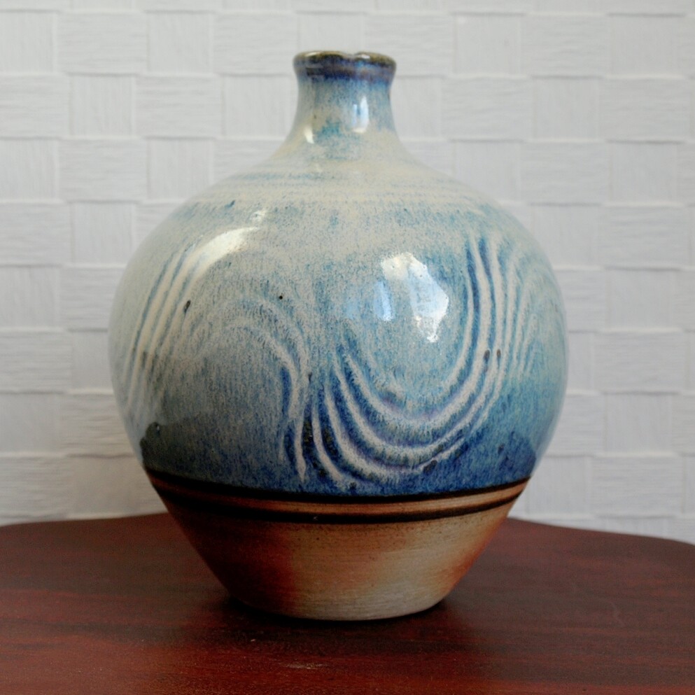 Vintage Blue Studio Pottery Lamp Base