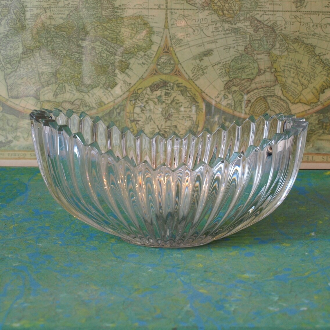 Vintage 1930s Ribbed Clear Glass Mantle Vase