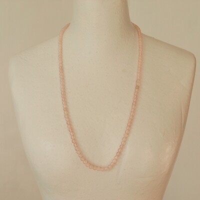 Ladies Vintage 90cm Long Rose Quartz Bead Necklace