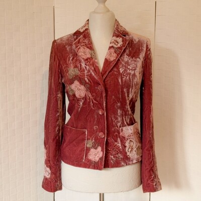 Laura Ashley Pink Viscose Silk Velvet Jacket Size 10