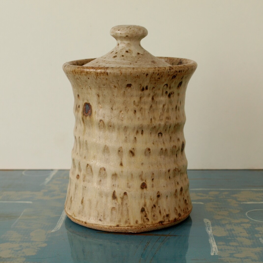 Large Heavy Vintage Stoneware Lidded Pot by David Pritchard for Edinbane Pottery