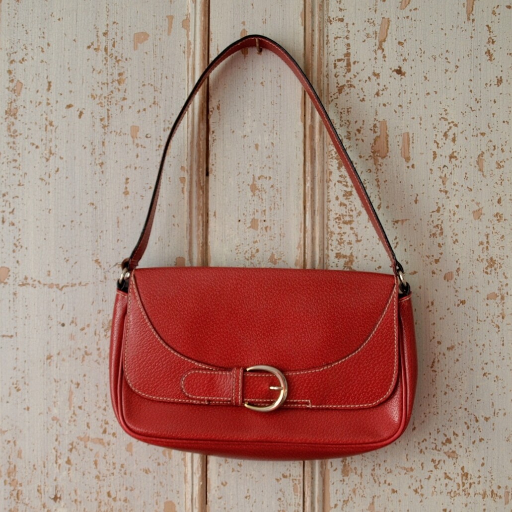 Ladies Italian Red Leather Shoulder Bag