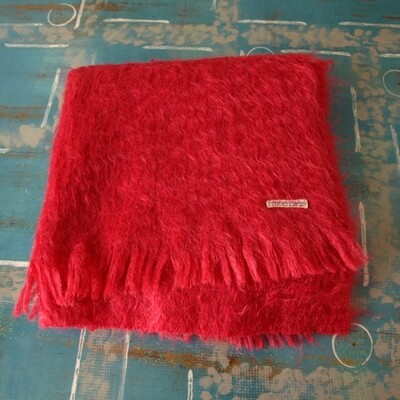 Part of a Red Vintage Mohair Shawl by Debenham and Freebody of Wicmore Street