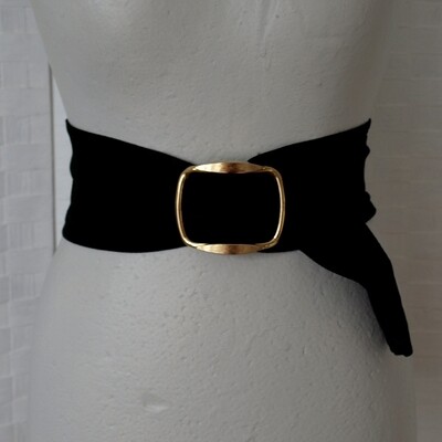 Ladies Vintage Italian Black Suede Wide Belt by  Marella - Medium