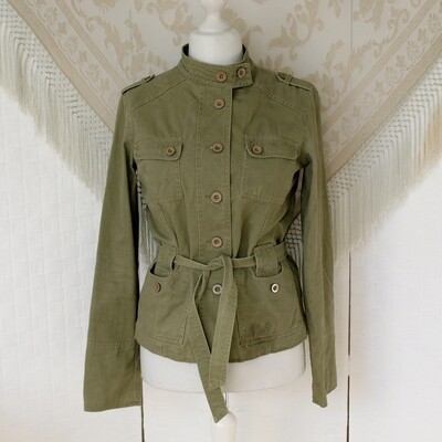Ladies Khaki Green Army Style Cotton Jacket by Seduce Size S