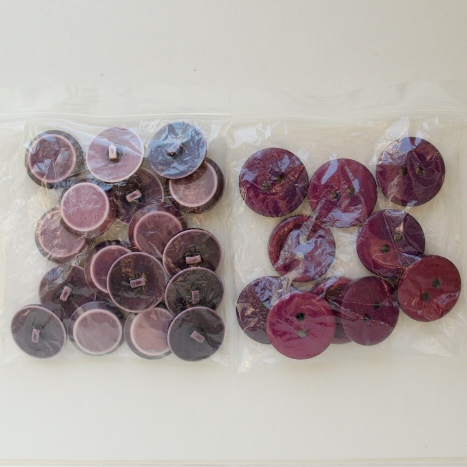 Two Lots of Large Vintage Purple Plastic Buttons