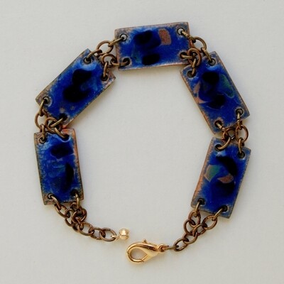 Ladies Vintage Copper Enamel Panel Bracelet