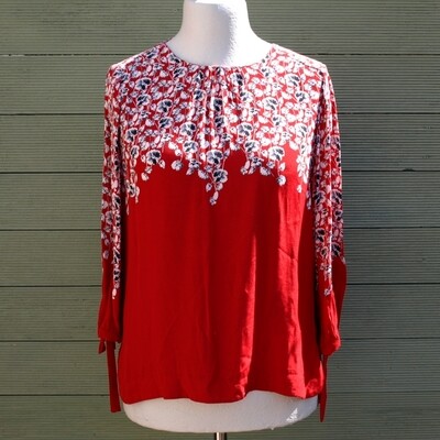 Ladies Red Viscose Blouse by Laura Ashley 10