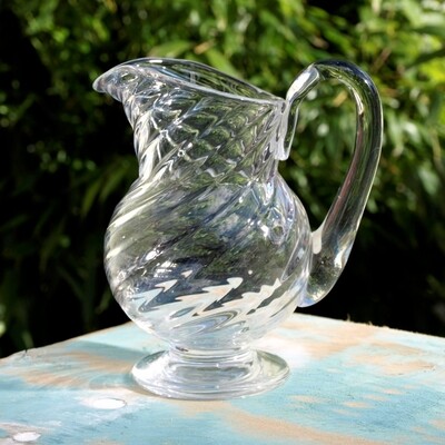 Vintage Hand Blown Twisted Glass Cream or Small Milk Jug