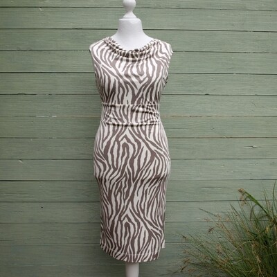 Ladies Zebra Pattern Jersey Silk Knee Length Dress By Pure Collections - 12