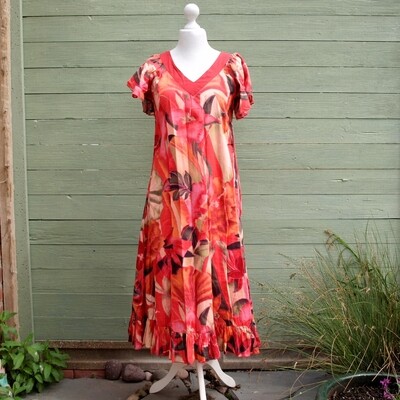Long Red Frilly Cotton Summer Dress by Casamia - 14