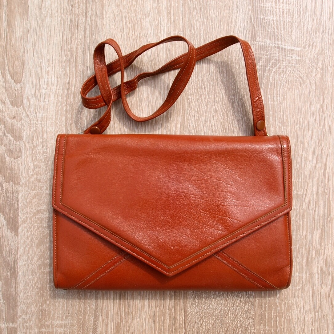 Vintage Burnt Orange Leather Shoulder Bag by Clarks
